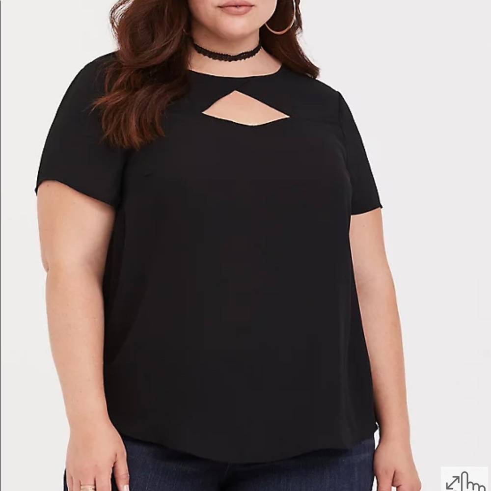 Torrid 3 Plus Black Cutout Georgette Blouse